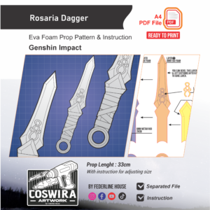Rosaria Dagger Prop Pattern – Template EVA Foam untuk Cosplay (Genshin Impact)