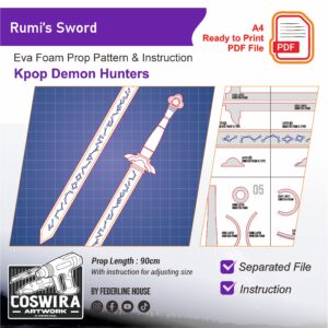 Rumi Sword Prop Pattern – Template EVA Foam untuk Cosplay (Kpop Demon Hunters)