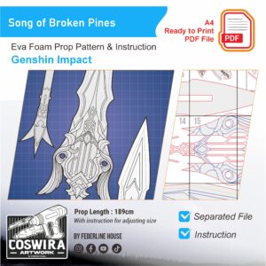 Song of Broken Pines Prop Pattern – Template EVA Foam untuk Cosplay (Genshin Impact)