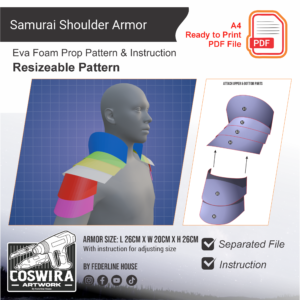 Samurai Shoulder Armor Prop Pattern – Template EVA Foam untuk Cosplay Armor (Basic Pattern)