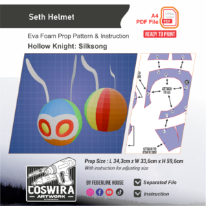 Seth Helmet Prop Pattern – Template EVA Foam untuk Cosplay (Hollow Knight)