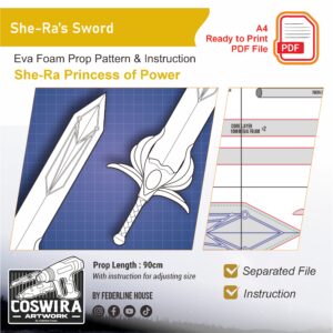 She-Ra Sword Prop Pattern – Template EVA Foam untuk Cosplay (She-Ra and the Princesses of Power)