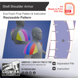 Shell Shoulder Armor Prop Pattern – Template EVA Foam untuk Cosplay Armor (Basic Pattern)