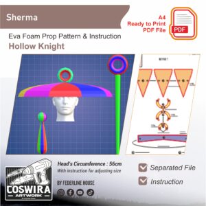 Sherma Prop Pattern – Template EVA Foam untuk Cosplay (Hollow Knight)