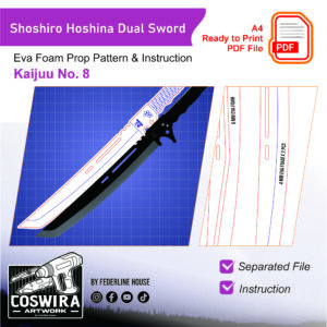 Soshiro Hoshina Dual Sword Prop Pattern – Template EVA Foam untuk Cosplay (Kaijuu No. 8)