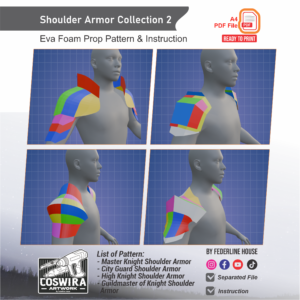 Shoulder Armor Collection 2 –  Template EVA Foam untuk Cosplay (Basic Pattern)
