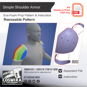 Simple Shoulder Armor Prop Pattern – Template EVA Foam untuk Cosplay Armor (Basic Pattern)
