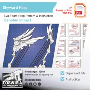 Skyward Harp Prop Pattern – Template EVA Foam untuk Cosplay (Genshin Impact)