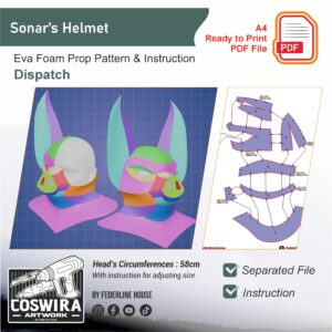 Sonar Helmet Prop Pattern – Template EVA Foam untuk Cosplay (Dispatch)