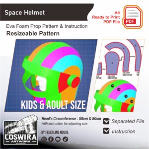 Space Helmet Prop Pattern – Template EVA Foam untuk Cosplay Helmet (Basic Pattern)
