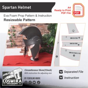 Spartan Helmet Prop Pattern – Template EVA Foam untuk Cosplay Helmet (Basic Pattern)