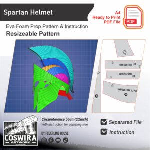 Spartan Helmet Prop Pattern – Template EVA Foam untuk Cosplay Helmet (Basic Pattern)