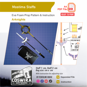 Mostima Dual Staff & Bag Prop Pattern – Template EVA Foam untuk Cosplay (Arknights)