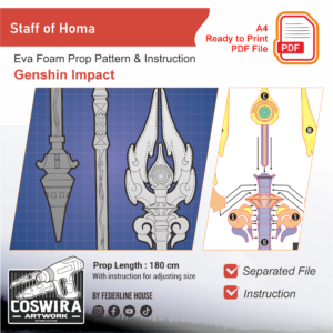 Staff of Homa Prop Pattern – Template EVA Foam untuk Cosplay (Genshin Impact)