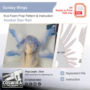 Sunday Wings Prop Pattern – Template PE Foam untuk Cosplay (Honkai: Star Rail)