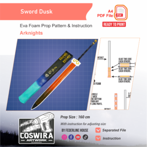 Dusk Sword Prop Pattern – Template EVA Foam untuk Cosplay (Arknights)