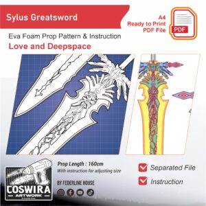 Sylus Greatsword Prop Pattern – Template EVA Foam untuk Cosplay (Love and Deepspace)