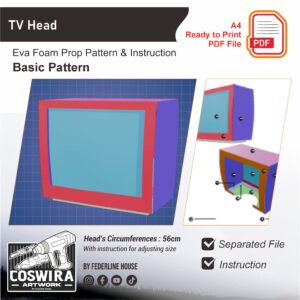 TV Head Prop Pattern – Template EVA Foam untuk Cosplay Head (Basic Pattern)