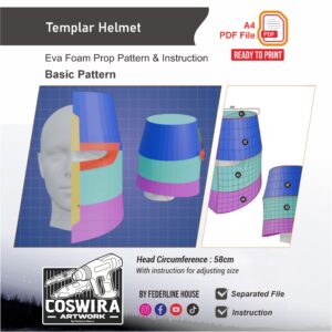 Templar Helmet – Template EVA Foam untuk Cosplay Helmet (Basic Pattern)