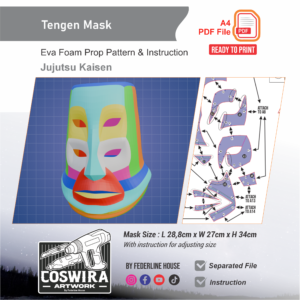 Tengen Mask Prop Pattern – Template EVA Foam untuk Cosplay (Jujutsu Kaisen)