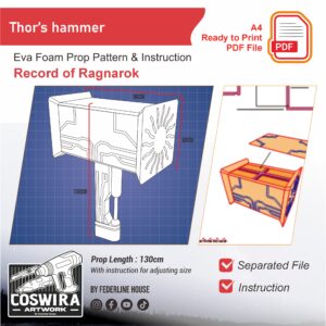 Thor’s Hammer Prop Pattern – Template EVA Foam untuk Cosplay (Record of Ragnarok)