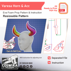 Varesa Horn & Accessories Prop Pattern – Template EVA Foam untuk Cosplay (Genshin Impact)