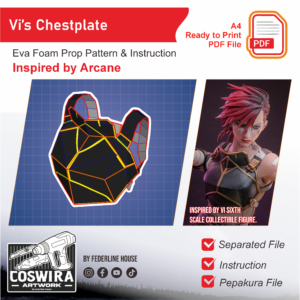 Vi Chestplate Prop Pattern – Template EVA Foam untuk Cosplay Armor (Arcane)