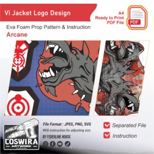 Vi Jacket Logo Template – Digital Pattern untuk Cosplay Jacket Design (Arcane)