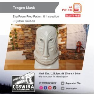 Tengen Mask Prop Pattern – Template EVA Foam untuk Cosplay (Jujutsu Kaisen)