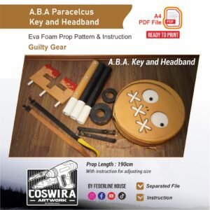 A.B.A Paracelsus Key & Headband Prop Pattern – Template EVA Foam untuk Cosplay (Guilty Gear)