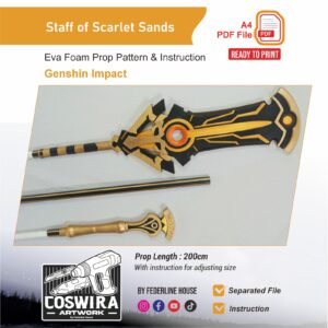 Staff of the Scarlet Sands Prop Pattern – Template EVA Foam untuk Cosplay (Genshin Impact)