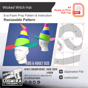 Wicked Witch Hat Elphaba Prop Pattern – Template EVA Foam untuk Cosplay Hat (Basic Pattern)