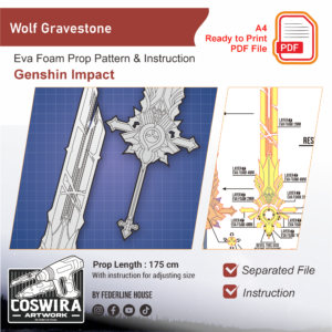 Wolf’s Gravestone Prop Pattern – Template EVA Foam untuk Cosplay (Genshin Impact)