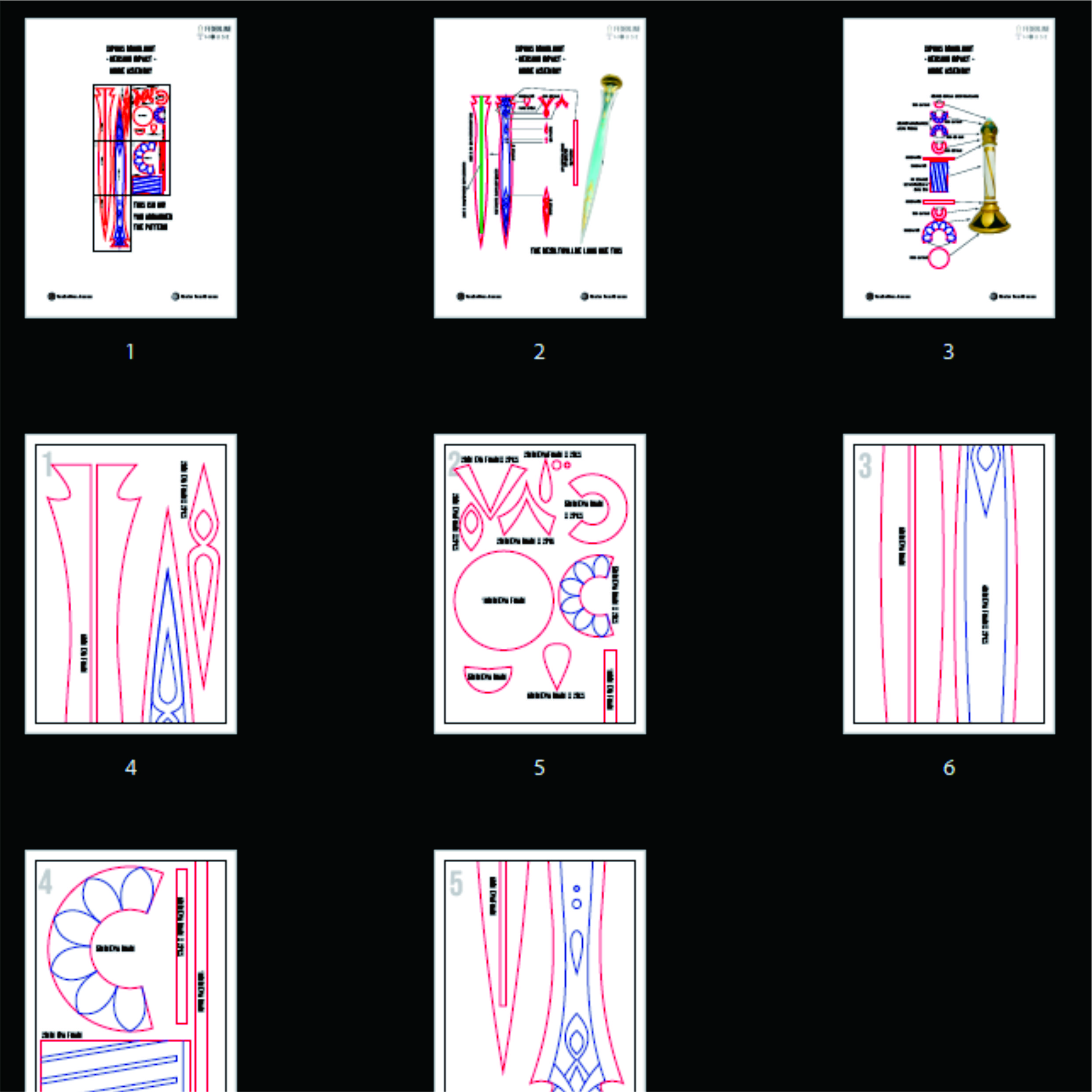 Xiphos’ Moonlight Prop Pattern – Template EVA Foam untuk Cosplay (Genshin Impact) - Gambar 3