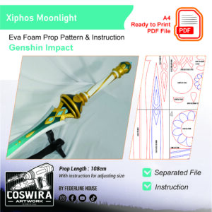 Xiphos’ Moonlight Prop Pattern – Template EVA Foam untuk Cosplay (Genshin Impact)