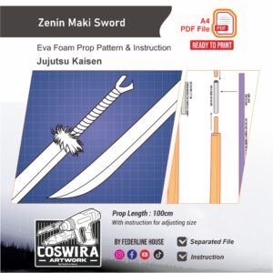 Zenin Maki Sword Prop Pattern – Template EVA Foam untuk Cosplay (Jujutsu Kaisen)