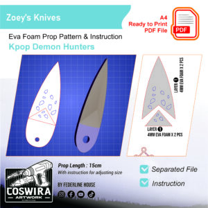 Zoey Knives Prop Pattern – Template EVA Foam untuk Cosplay (Kpop Demon Hunters)