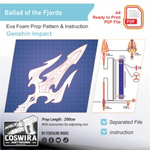 Ballad of the Fjords Prop Pattern – Template EVA Foam untuk Cosplay (Genshin Impact)