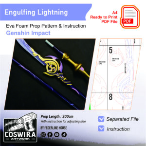 Engulfing Lightning Prop Pattern – Template EVA Foam untuk Cosplay (Genshin Impact)
