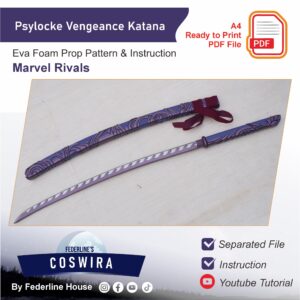 Psylocke Katana Prop Pattern – Template EVA Foam untuk Cosplay (Marvel Rivals)