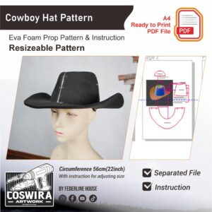 Cowboy Hat Prop Pattern – Template EVA Foam untuk Cosplay & Costume (Basic Pattern)