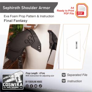 Sephiroth Shoulder Armor Prop Pattern – Template EVA Foam untuk Cosplay (Final Fantasy)