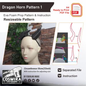 Dragon Horn Prop Pattern 1 – Template EVA Foam untuk Cosplay Horn (Basic Pattern)