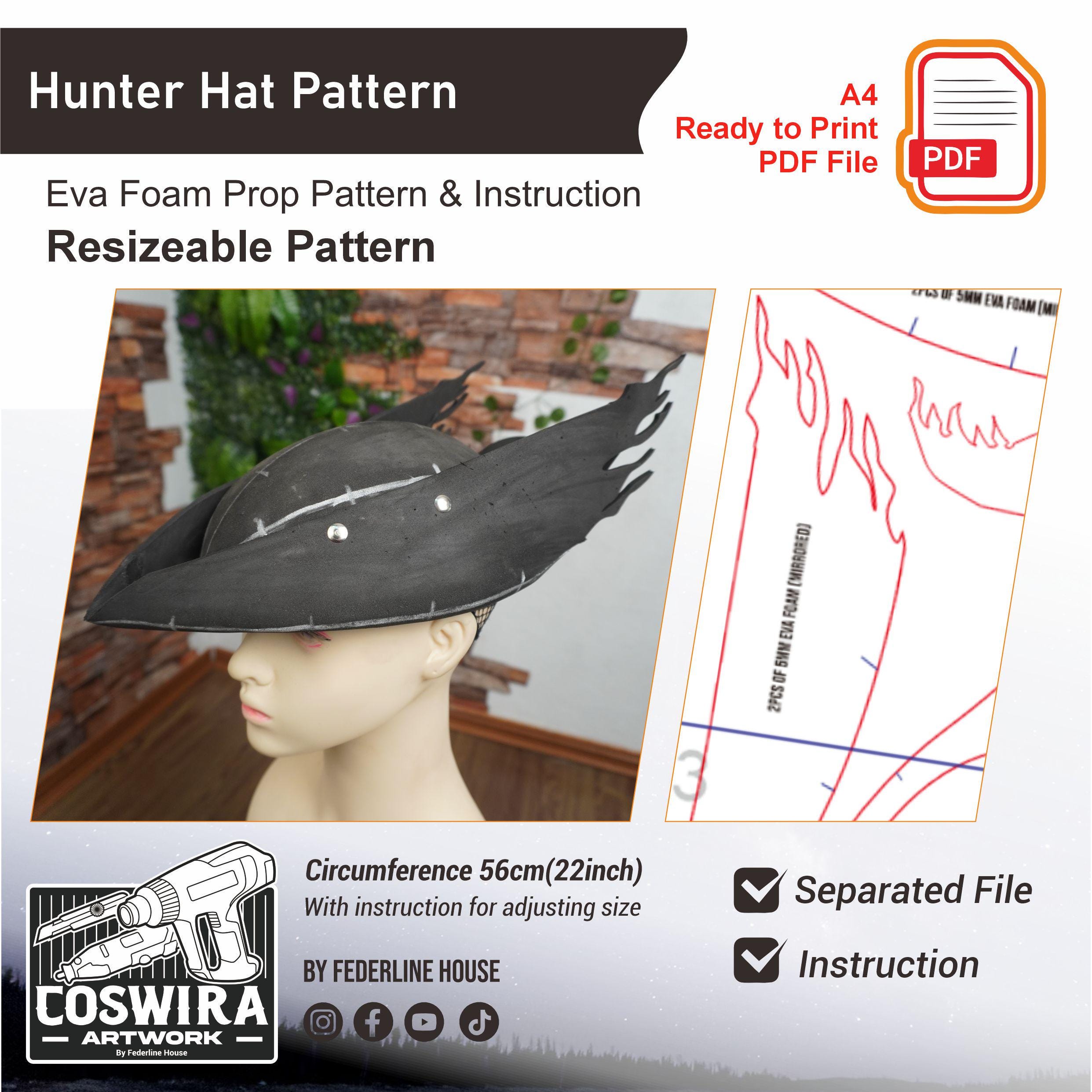 Hunter Hat Prop Pattern β Template EVA Foam untuk Cosplay & Costume (Basic Pattern)