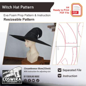 Curly Witch Hat Prop Pattern – Template EVA Foam untuk Cosplay & Costume (Basic Pattern)