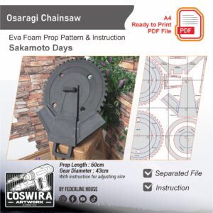 Collapsible Buzzsaw – Osaragi Prop Pattern – Template EVA Foam untuk Cosplay (Sakamoto Days)