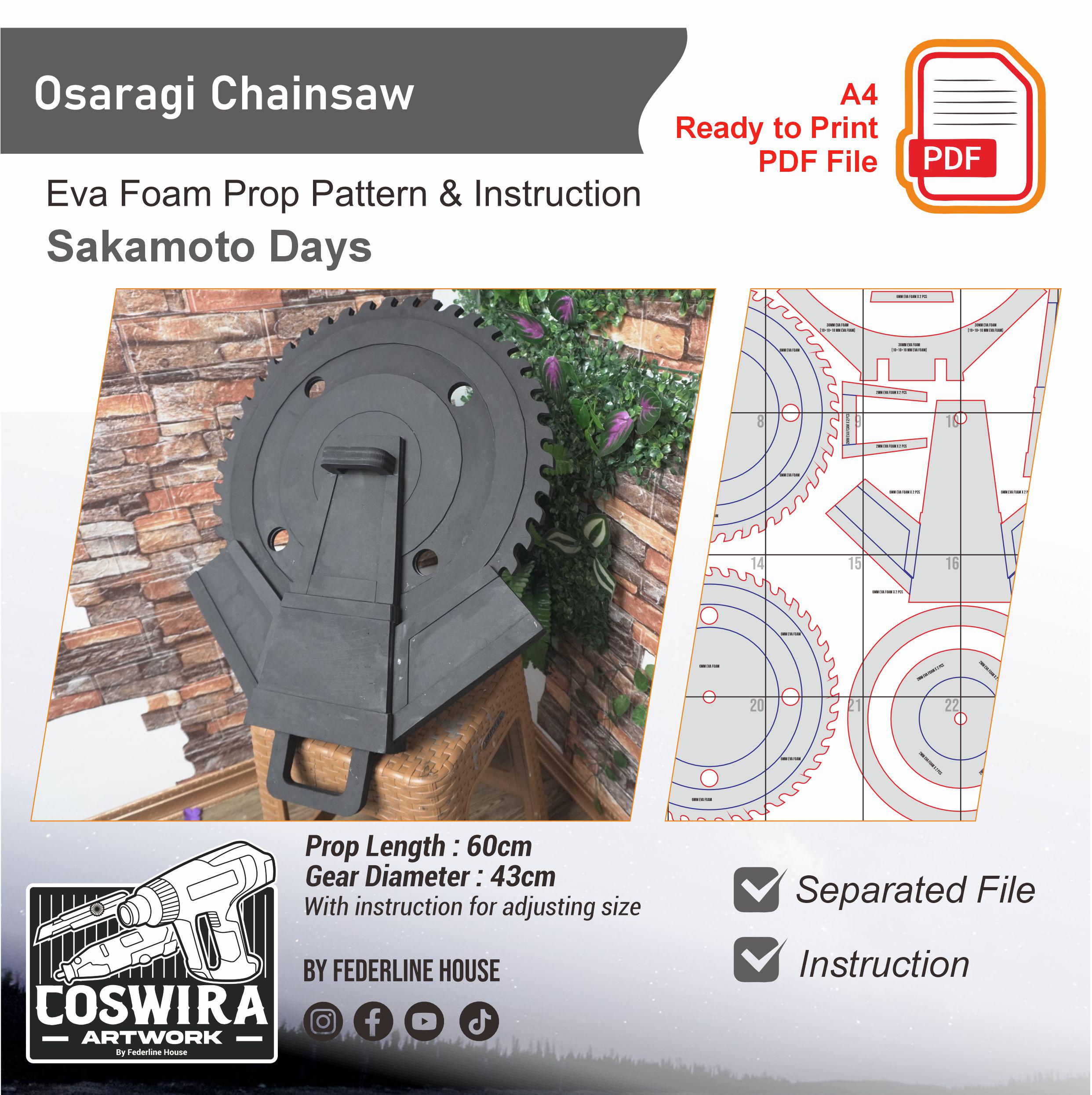 Collapsible Buzzsaw β Osaragi Prop Pattern β Template EVA Foam untuk Cosplay (Sakamoto Days)