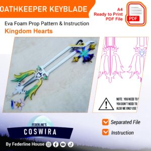 Keyblade Oathkeeper Prop Pattern – Template EVA Foam untuk Cosplay (Kingdom Hearts)