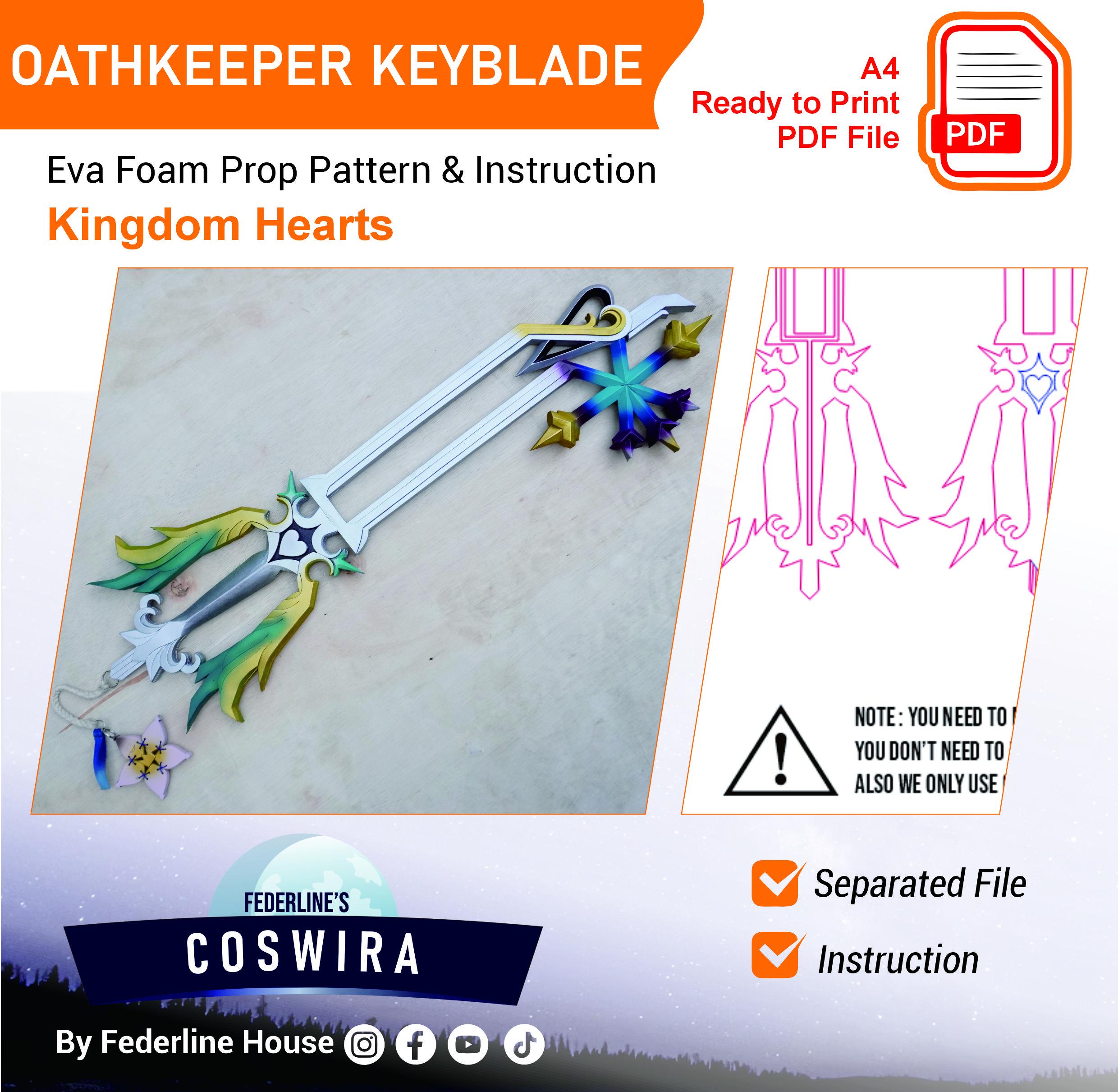 Keyblade Oathkeeper Prop Pattern β Template EVA Foam untuk Cosplay (Kingdom Hearts)