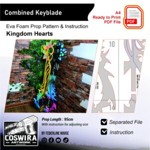 Keyblade Combined Prop Pattern – Template EVA Foam untuk Cosplay (Kingdom Hearts)